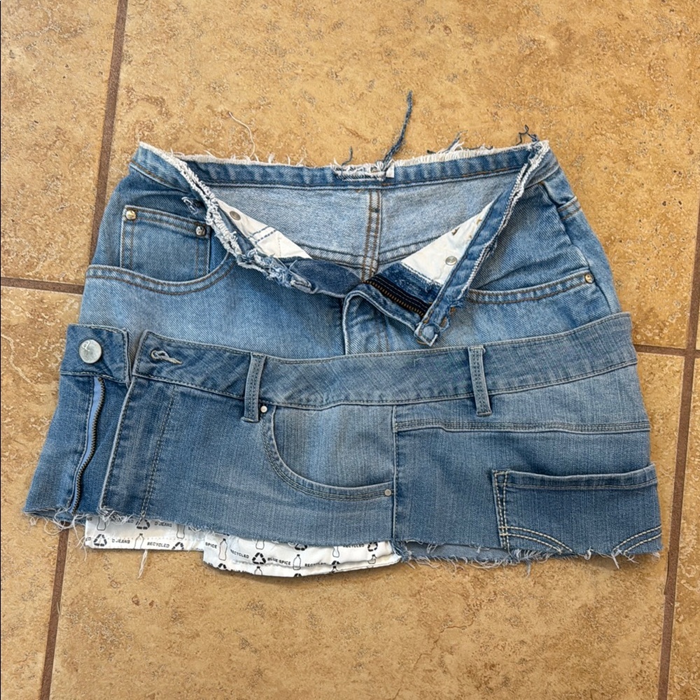 Denim Patchwork Mini Skirt
